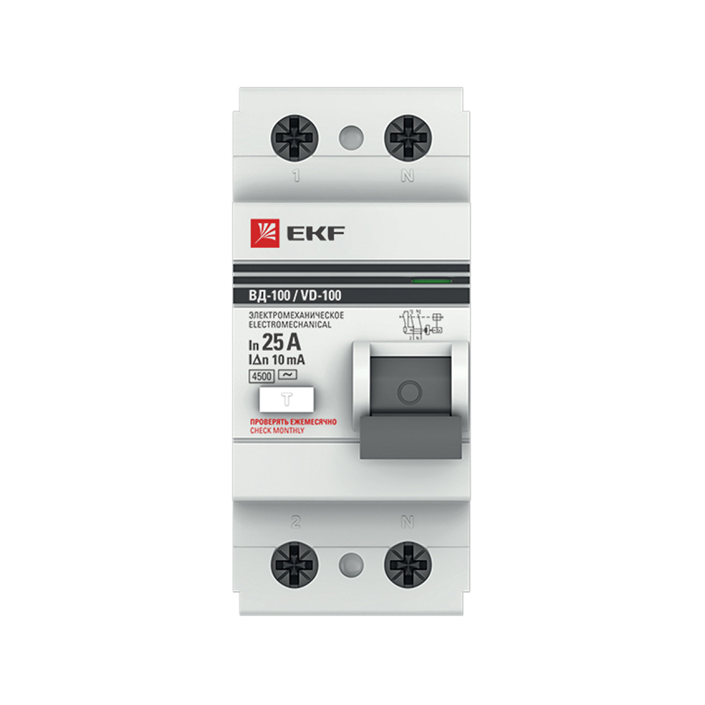 original-3418.jpg УЗО EKF PROxima ВД-100 25А 1P+N тип AC 10 мА 4,5 кА (elcb-2-25-10-em-pro) — изображение 1