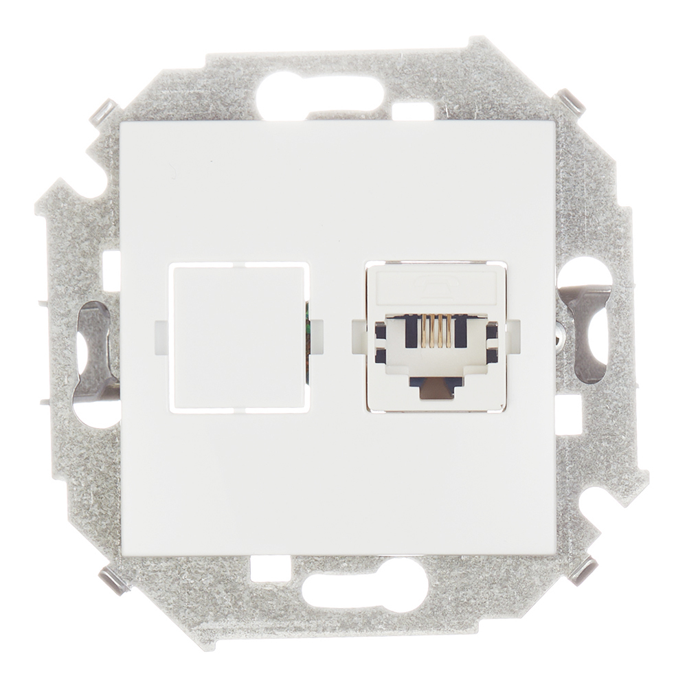 original-34214.jpg Розетка телефонная Simon 15 встраиваемая белая RJ11 (1591480-030) — изображение 1