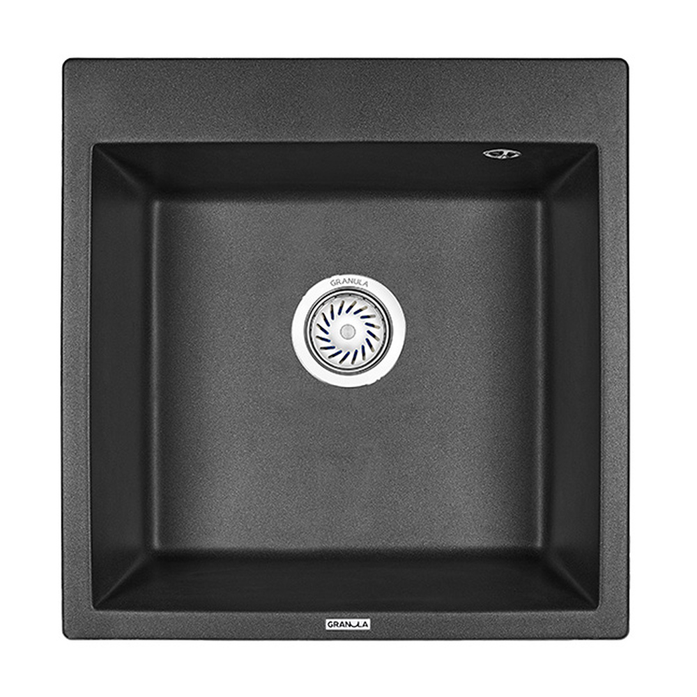 original-34250.jpg Мойка для кухни Granula 52х51х20 см врезная с сифоном кварц черная — изображение 1