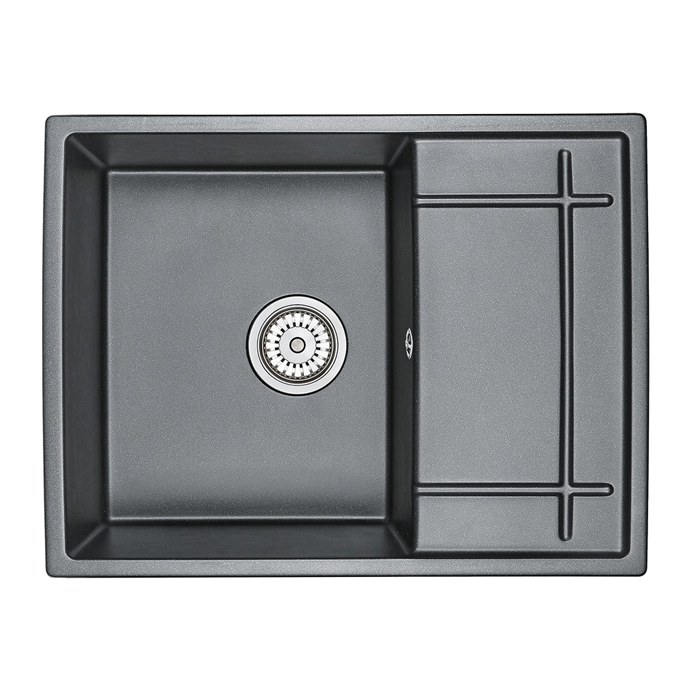 original-34255.jpg Мойка для кухни Granula 65х50х20 см врезная с крылом с сифоном кварц шварц — изображение 1