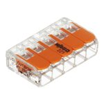 Клемма на 5 проводов Wago 0,14-4 кв.мм с рычажками без пасты (25 шт.) (221-415)