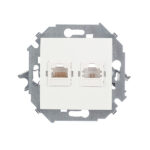 Розетка компьютерная/ телефонная Simon 15 встраиваемая белая RJ11/ RJ45 (1591590-030)
