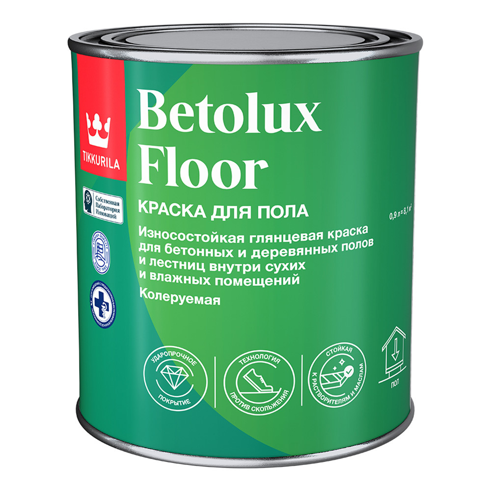 original-34495.jpg Краска Tikkurila/Tikkivala Betolux Floor для полов бесцветная глянцевая база C 0,9 л — изображение 1