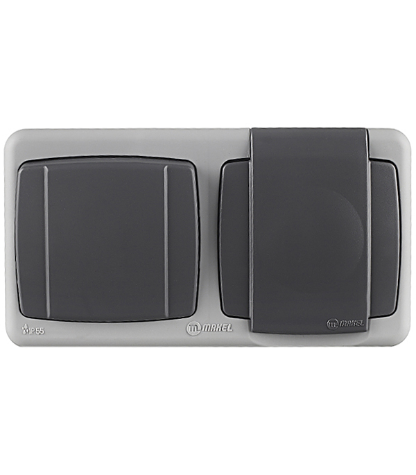 original-34722.jpg Блок выключатель и розетка Makel Mimoza одноклавишный накладной серый (36064202) — изображение 1