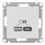 Розетка USB Systeme Electric AtlasDesign встраиваемая белая USB-A/ Type-C (ATN000139)