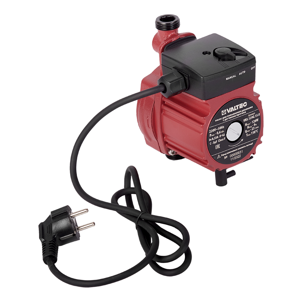 original-34884.jpg Циркуляционный насос для повышения давления Valtec VRS12/9G DN15 подъем 7 м 160 мм с гайками (VRS.129G.15.0) — изображение 1