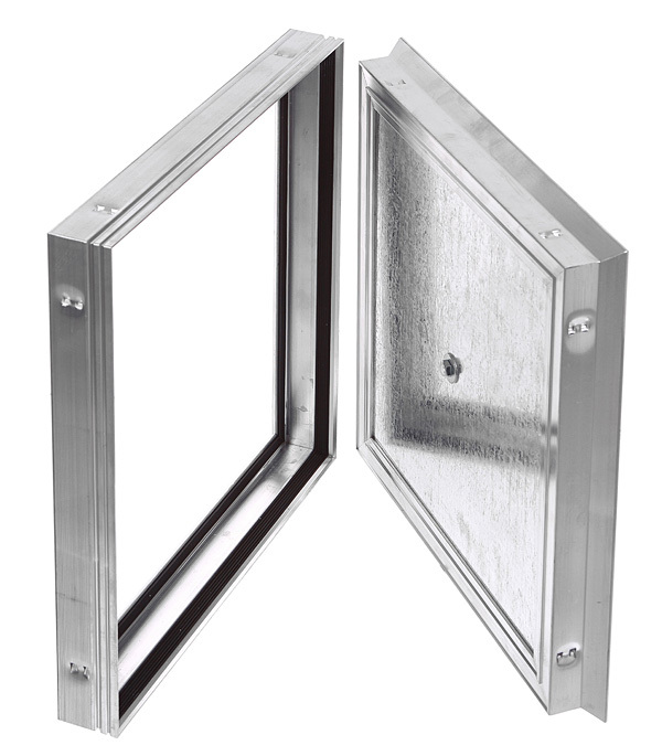 original-34908.jpg Люк ревизионный под плитку напольный Практика Барьер алюминиевый 400х400 мм скрытый — изображение 1