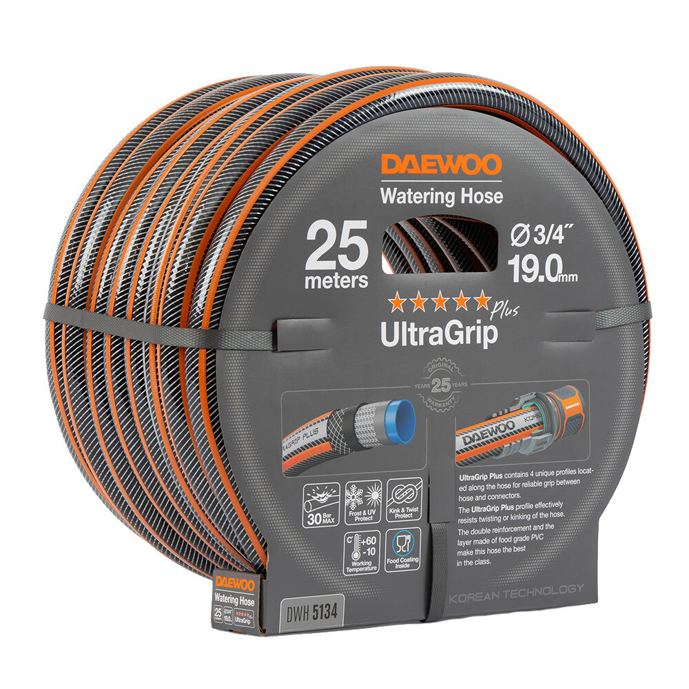 original-35028.jpg Шланг поливочный 3/4 25 м шестислойный Daewoo UltraGrip Plus ПВХ (DWH 5134) — изображение 1