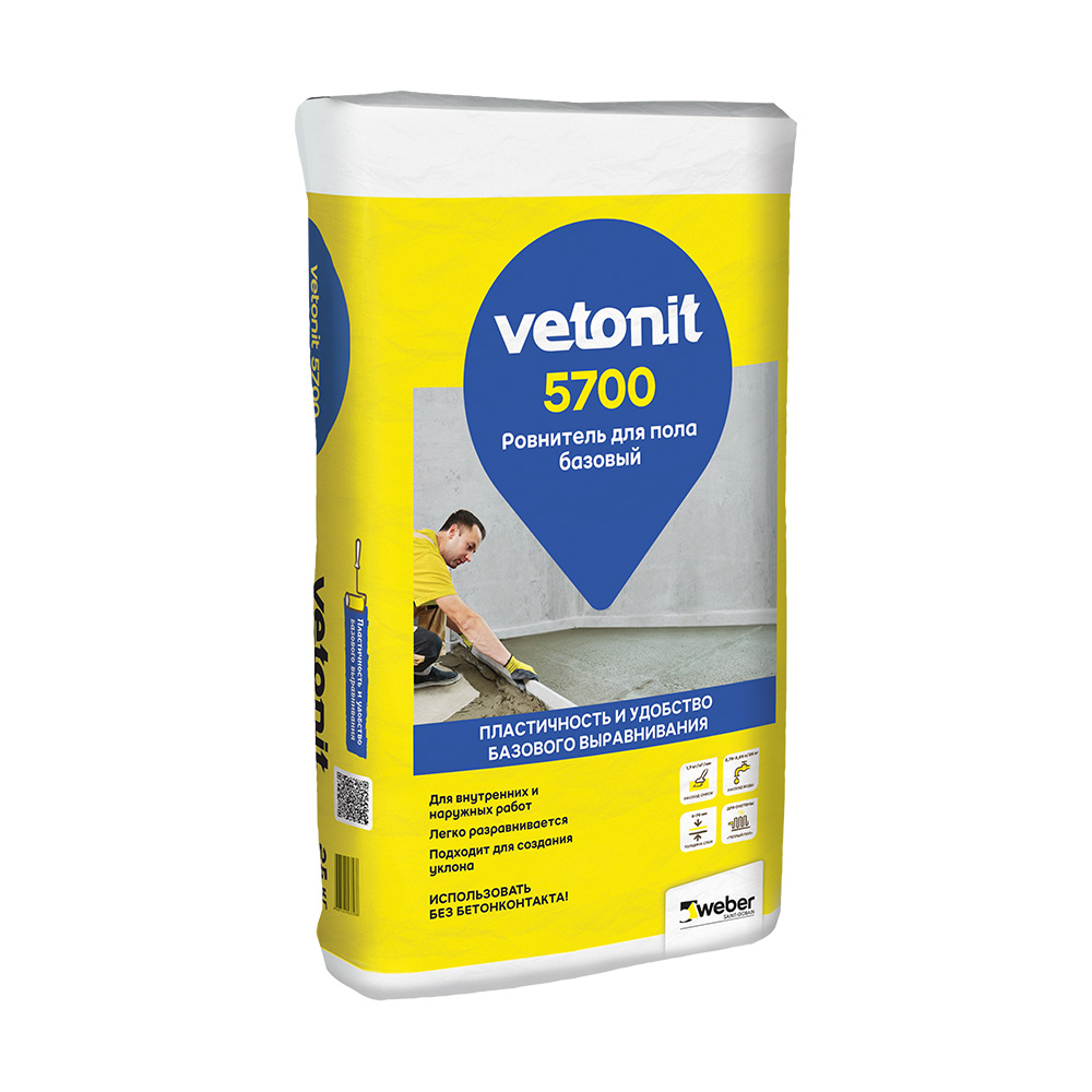 original-35118.jpg Ровнитель (стяжка пола) первичный Weber.vetonit 5700 Базовый на цементном вяжущем 25 кг — изображение 1