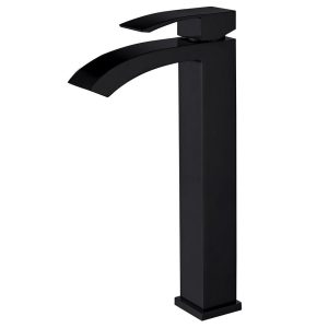 Смеситель для раковины высокий Abber Wasserfall черный однорычажный (AF8611B)