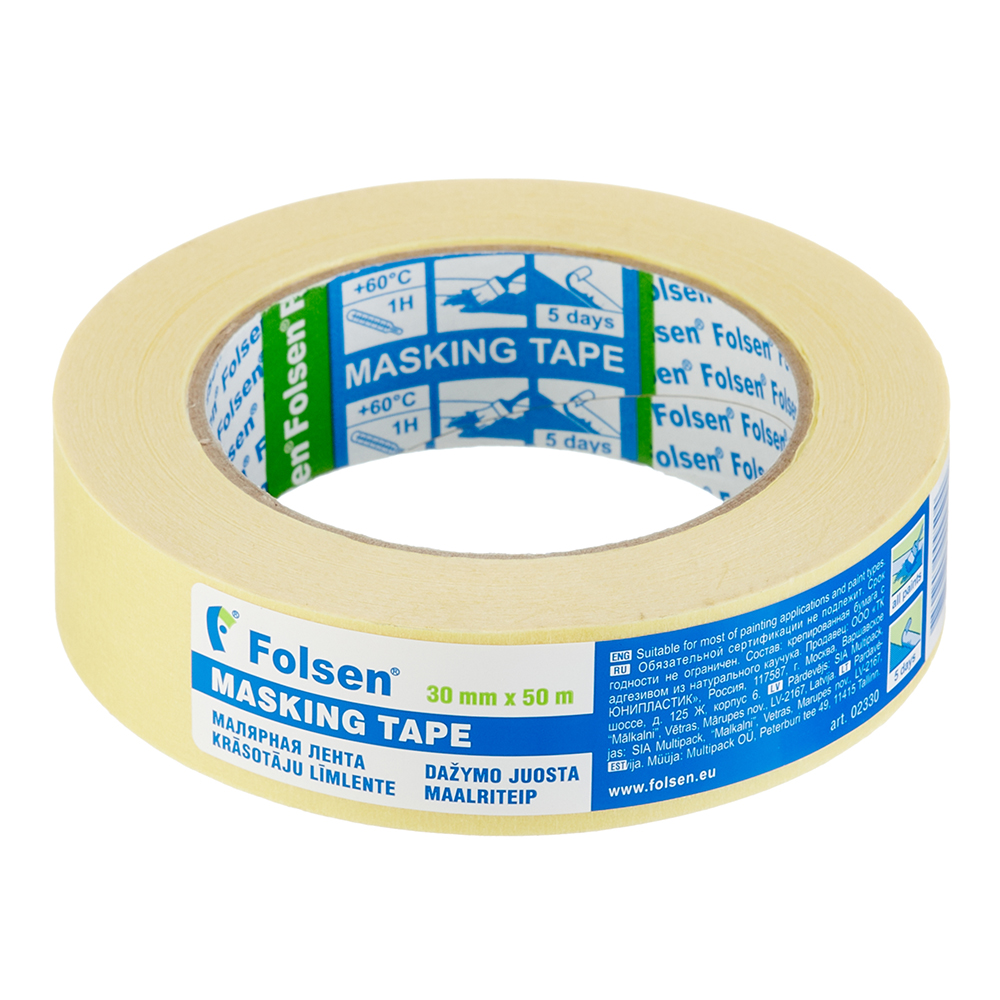original-35179.jpg Лента малярная Folsen желтая 30 мм 50 м — изображение 1