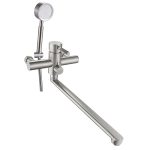 Смеситель для ванны ARGOtech Solid сатин однорычажный с длинным изливом с лейкой (35-L35/D SOLID)