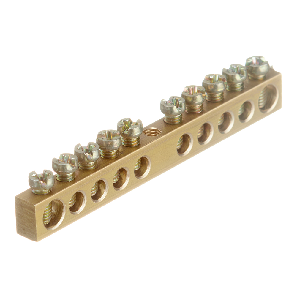 original-35857.jpg Шина нулевая без изолятора EKF PROxima PEN 6х9 мм 10 отверстий крепеж по центру (sn0-63-10-r) — изображение 1