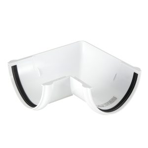 Угол желоба Технониколь пластиковый d125 мм 90° белый RAL 9003