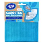 Салфетка для стекол и зеркал из микрофибры 32х32 см House Lux