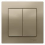 Выключатель Systeme Electric AtlasDesign двухклавишный встраиваемый шампань (ATN000552)