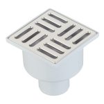 Трап душевой вертикальный АНИ пласт с сухим затвором 100х100 мм d50 мм решетка из нержавеющей стали (TQ5202)