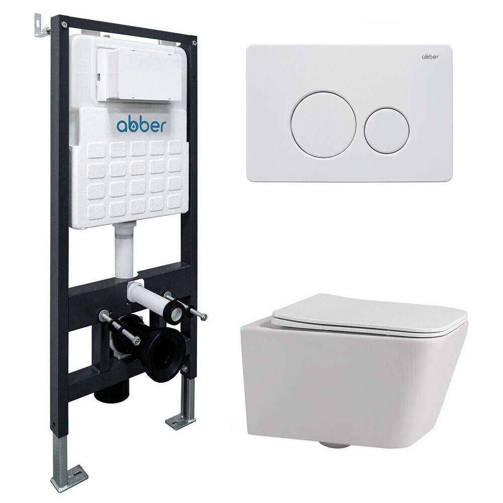 original-36788.jpg Комплект инсталляции Abber с унитазом Rechteck с кнопкой белой и сиденьем микролифт (AC1201-AC0105-AC0121MW) — изображение 1