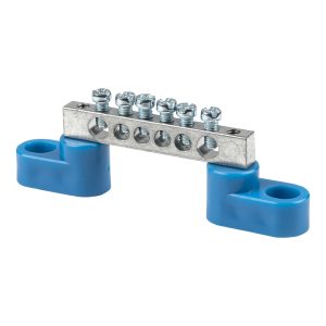 Шина нулевая на 2-х угловых изоляторах EKF PROxima 6х9 мм 6 отверстий синяя (10 шт.) (sn1-63-06-2)