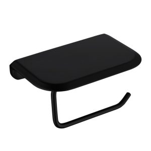 Держатель для туалетной бумаги Abber Nord с полкой нержавеющая сталь черный матовый (AA1530B)