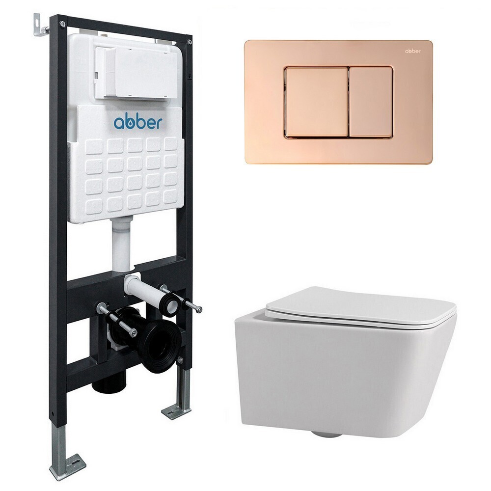 original-37263.jpg Комплект инсталляции Abber с унитазом Rechteck с кнопкой розовое золото и сиденьем микролифт (AC1201-AC0105-AC0120RG) — изображение 1