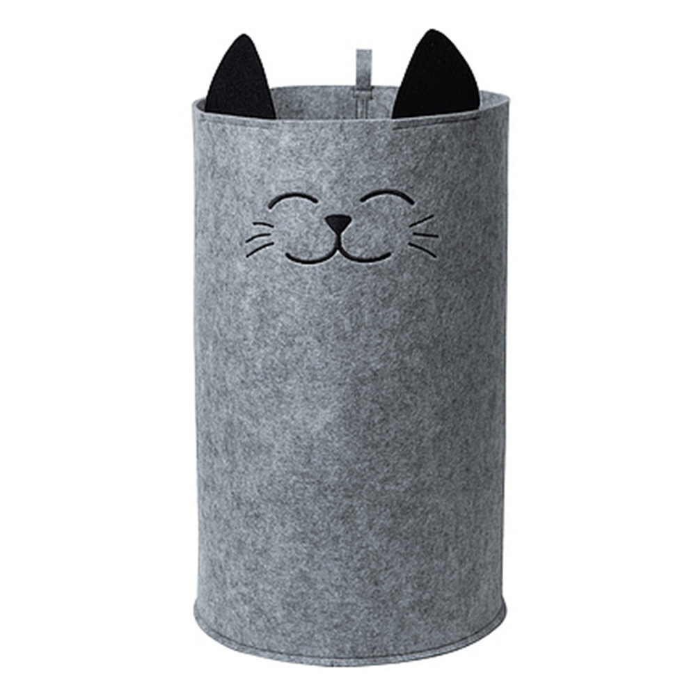 original-37511.jpg Корзина для хранения игрушек Funny Котик 300х300х480 мм складная светло-серая — изображение 1