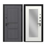 Дверь входная DoorHan Премиум Квадро правая вуддуб графит - малибу белый с зеркалом 980х2050 мм