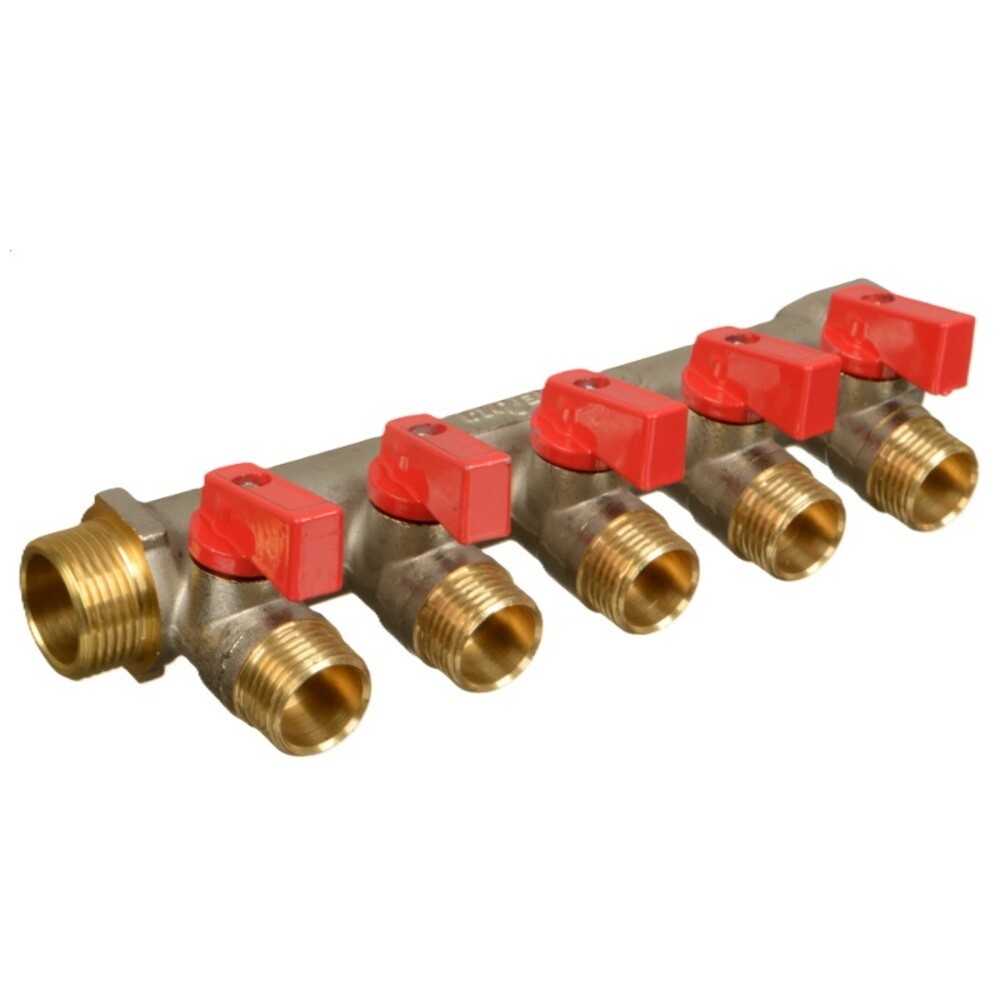 original-4099.jpg Коллектор Terma 3/4 ВР(г) х 5 выходов 1/2 НР(ш) х 3/4 НР(ш) с шаровыми кранами (41234) — изображение 1