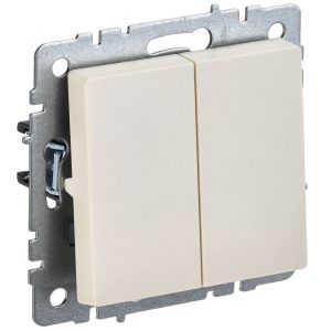 Выключатель IEK Brite ВС10-2-0-БрКр двухклавишный встраиваемый бежевый (BR-V20-0-10-K10)