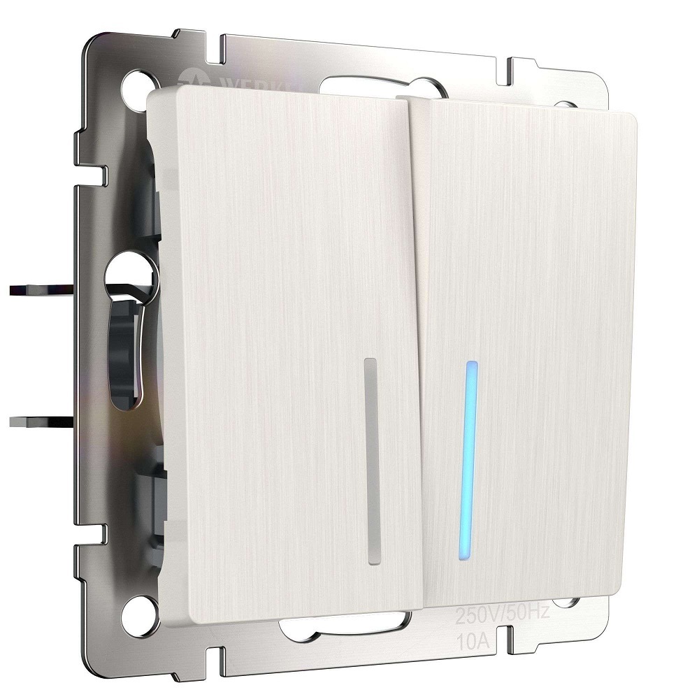 original-4301.jpg Выключатель Werkel двухклавишный встраиваемый перламутровый рифленый с подсветкой (a051186) — изображение 1