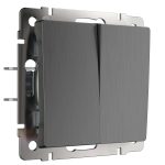 Выключатель Werkel двухклавишный встраиваемый графит рифленый проходной (a050760)