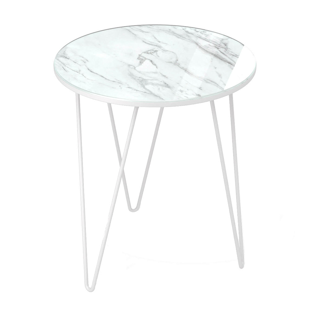 original-4825.jpg Журнальный столик круглый белый мрамор/белый муар Sheffilton SHT-CT27 — изображение 1