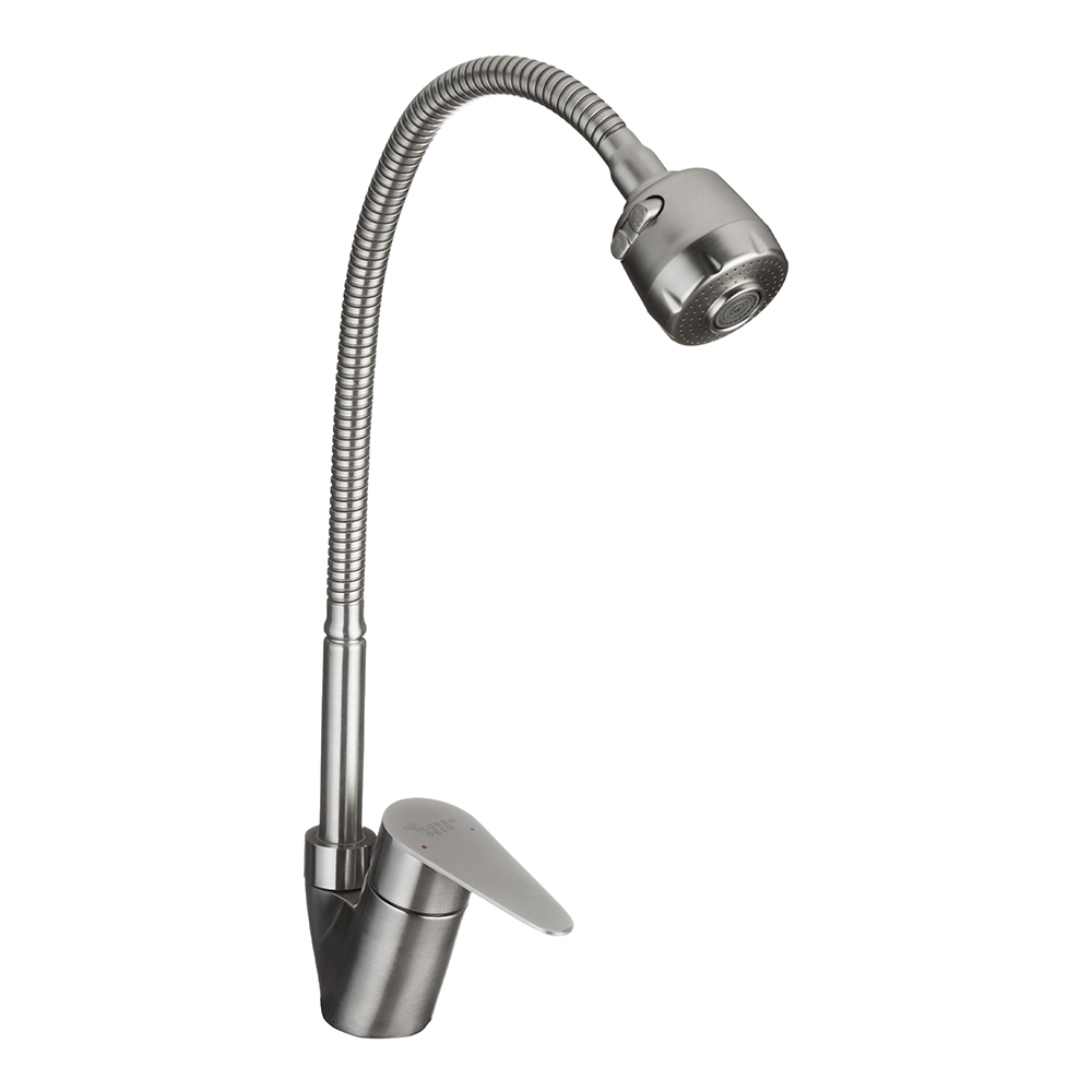 original-4942.jpg Смеситель для кухни Corsa Deco Light сталь с гибким изливом однорычажный (966365) — изображение 1
