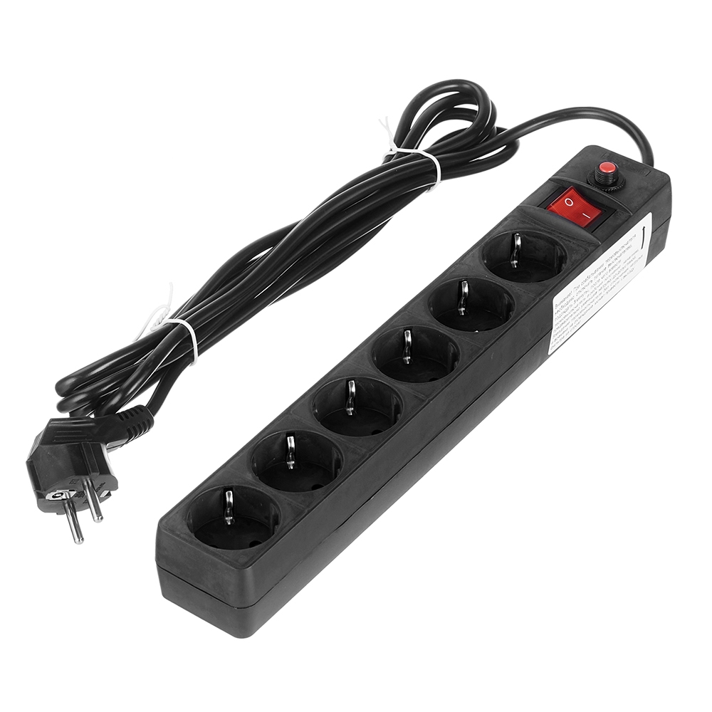original-5221.jpg Сетевой фильтр UNIVersal 6 розеток 3 м 10 А 2,2 кВт черный (967U-4003) — изображение 1
