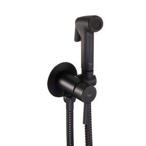 Смеситель с гигиеническим душем встраиваемый Corsa Deco со скрытой частью в комплекте черный (HF001B)