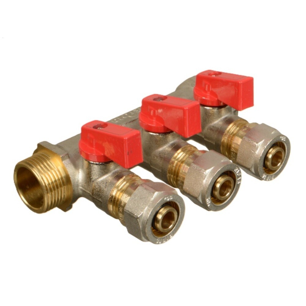 original-5588.jpg Коллектор Terma 3/4 ВР(г) х 3 выхода 16 обж(ц) х 3/4 НР(ш) с шаровыми кранами (35992) — изображение 1