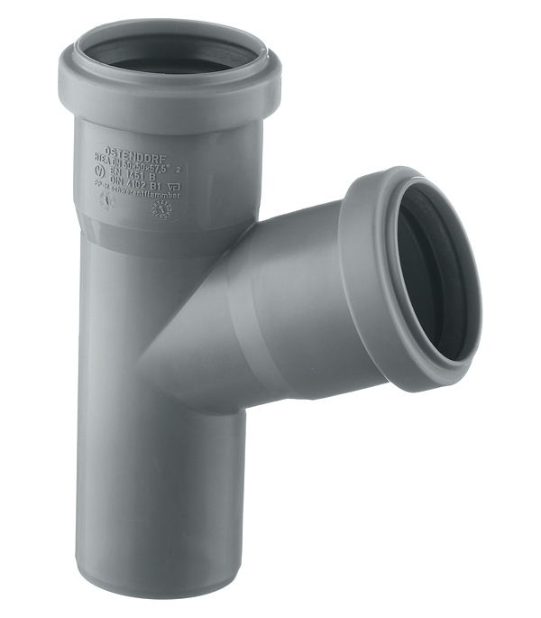 original-5753.jpg Тройник Ostendorf HTEA d50 мм 67° пластиковый для внутренней канализации (112300) — изображение 1