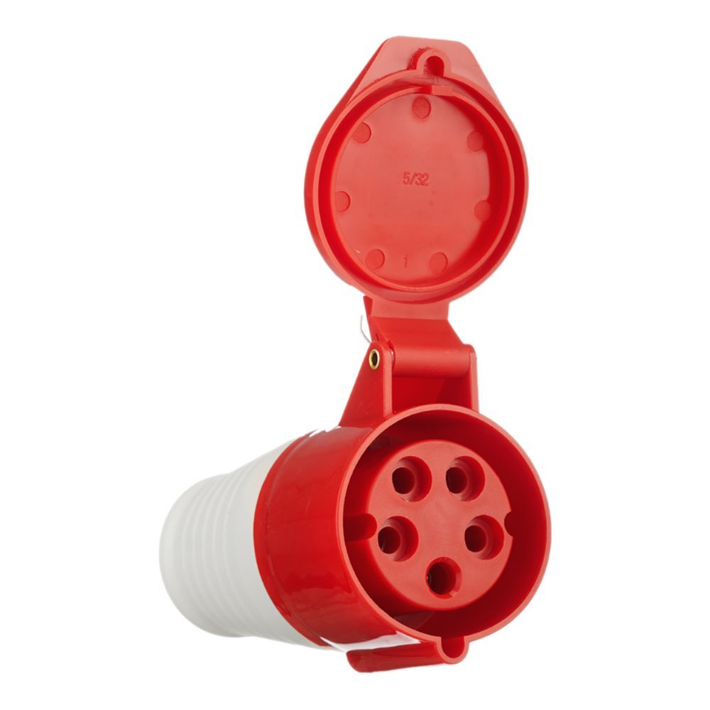 original-5841.jpg Розетка силовая переносная КЭАЗ с заземлением 3Р+РЕ+N 32 А 380 В IP44 красная (222753) — изображение 1