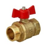 Кран шаровой латунный БАЗ Standart 1 ВР(г) х 1 НР(ш) проходной бабочка прямой (БАЗ.А31.1.25.НГ.40)