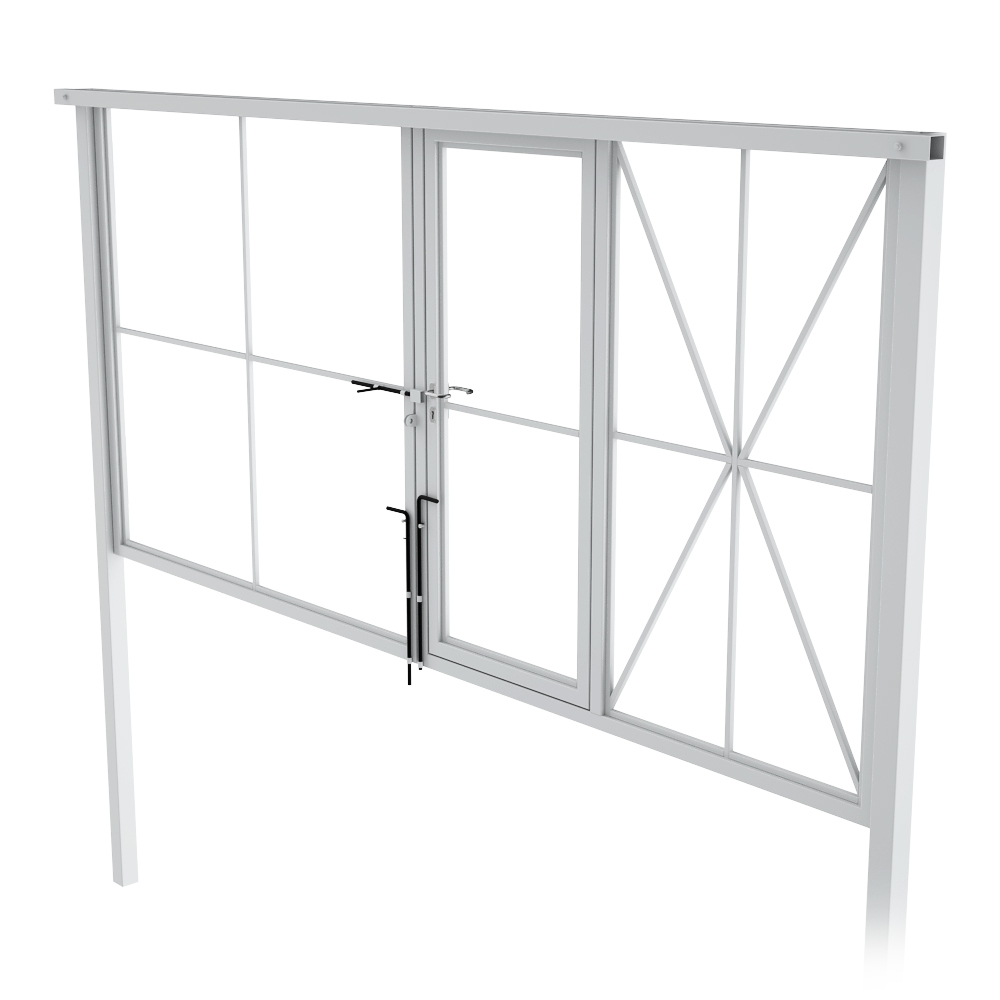 original-6106.jpg Ворота распашные каркас со столбами 4,5х1,85 м с калиткой серые RAL 7040 — изображение 1