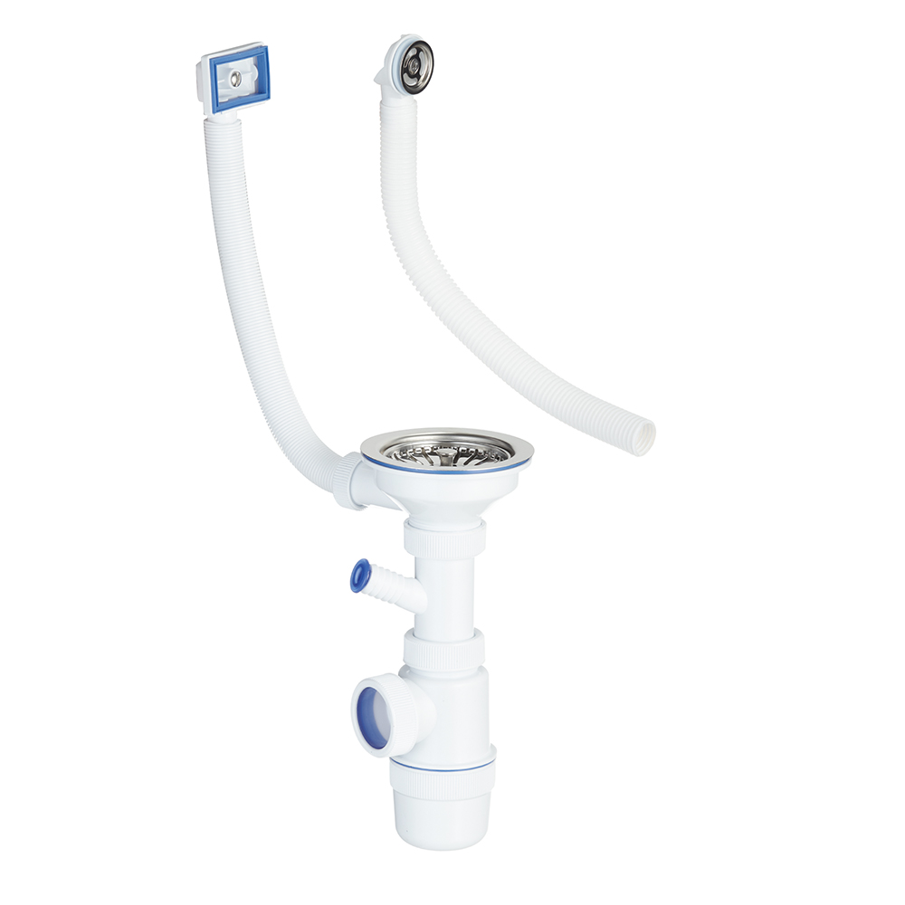 original-6111.jpg Сифон для мойки Wirquin Virplast 3 1/2х40 мм с выпуском d114 мм с отводом с переливом с фильтр-пробкой (30987089) — изображение 1