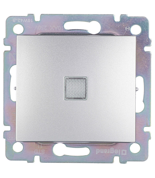 original-6160.jpg Выключатель Legrand Valena одноклавишный встраиваемый алюминий с подсветкой (694340) — изображение 1