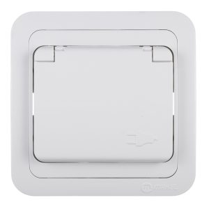 Розетка Makel Mimoza встраиваемая белая с крышкой (12009)