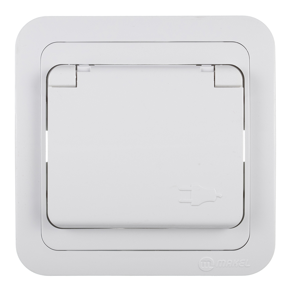 original-6235.jpg Розетка Makel Mimoza встраиваемая белая с крышкой (12009) — изображение 1