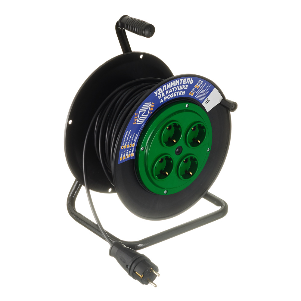 original-6330.jpg Удлинитель Svet с заземлением 30 м на катушке 2,2 кВт 4 розетки ПВС 3х1 кв.мм IP20 — изображение 1