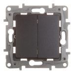 Выключатель Legrand Etika двухклавишный встраиваемый антрацит (672602)