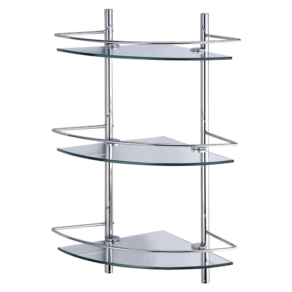 original-649.jpg Полка для ванной WasserKraft угловая трехъярусная 310х310х610 мм стекло/металл хром (K-3133) — изображение 1