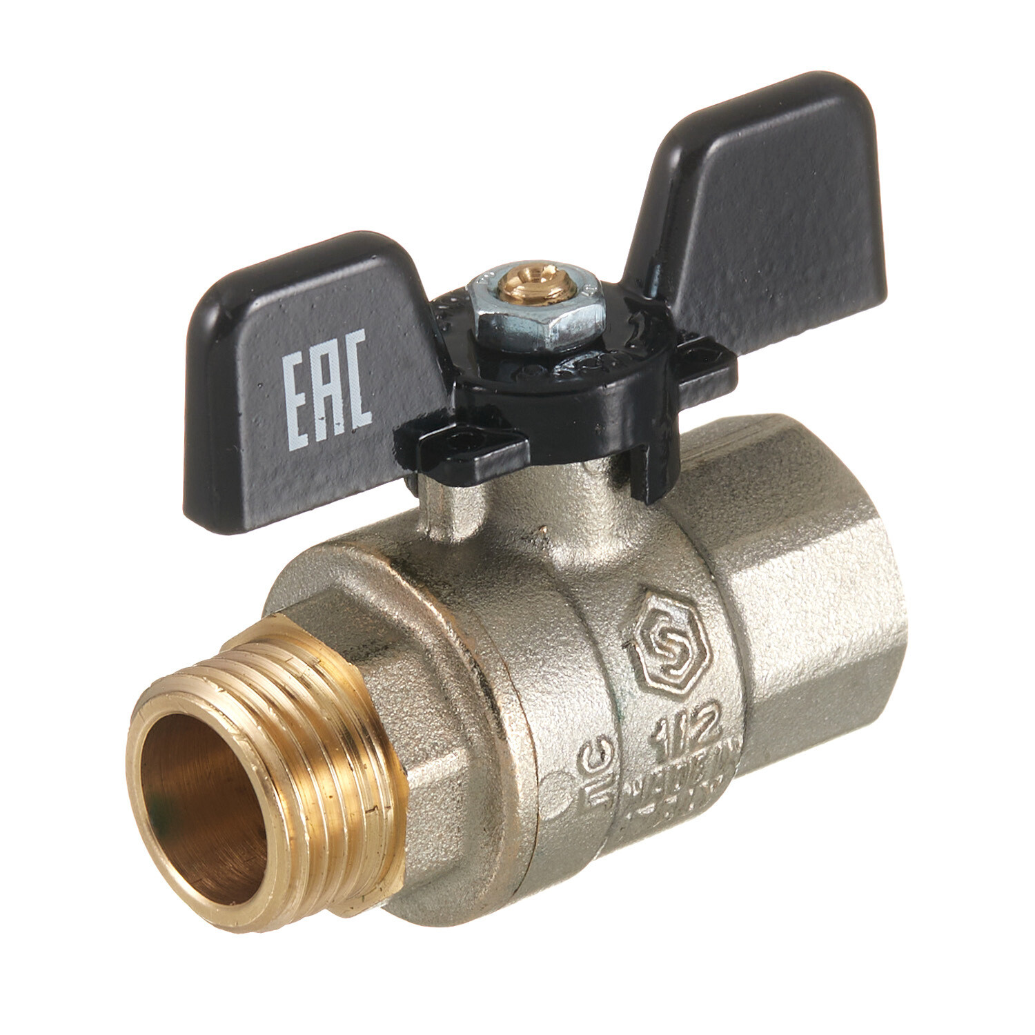 original-666.jpg Кран шаровой латунный Stout SVB 1/2 ВР(г) х 1/2 НР(ш) полнопроходной бабочка прямой (SVB-0004-200015) — изображение 1