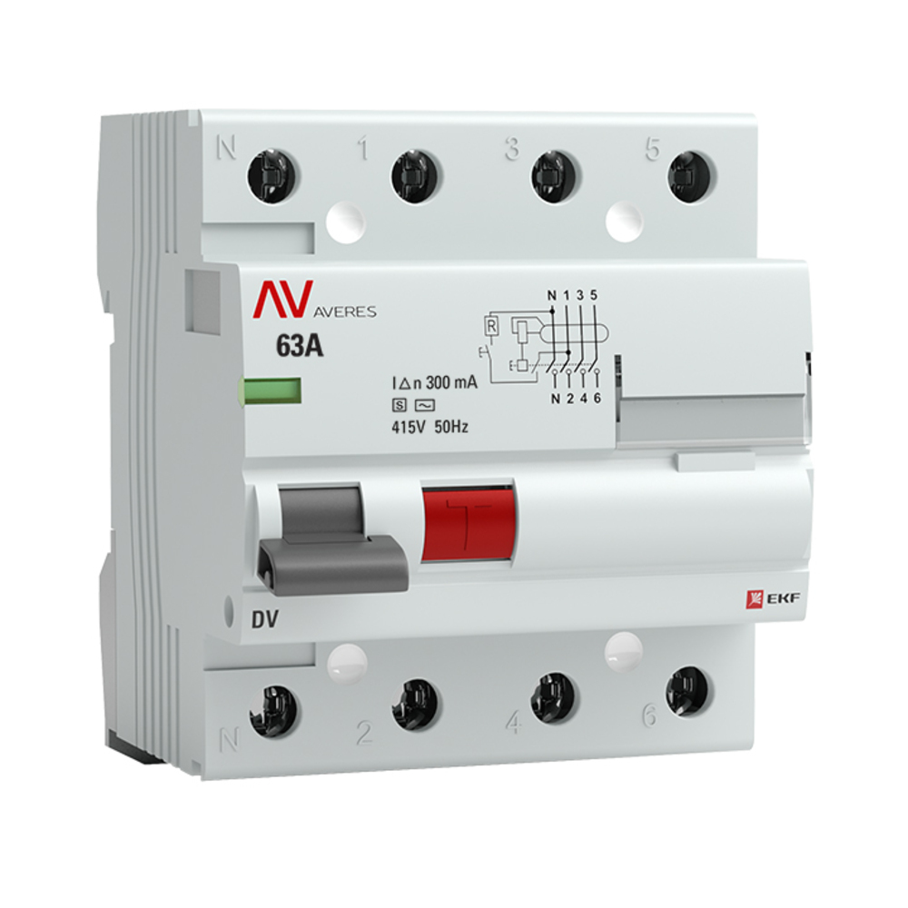 original-6734.jpg УЗО EKF Averes DV 63А 3P+N тип AC 300 мА 10 кА (rccb-4-63-300-s-av) — изображение 1