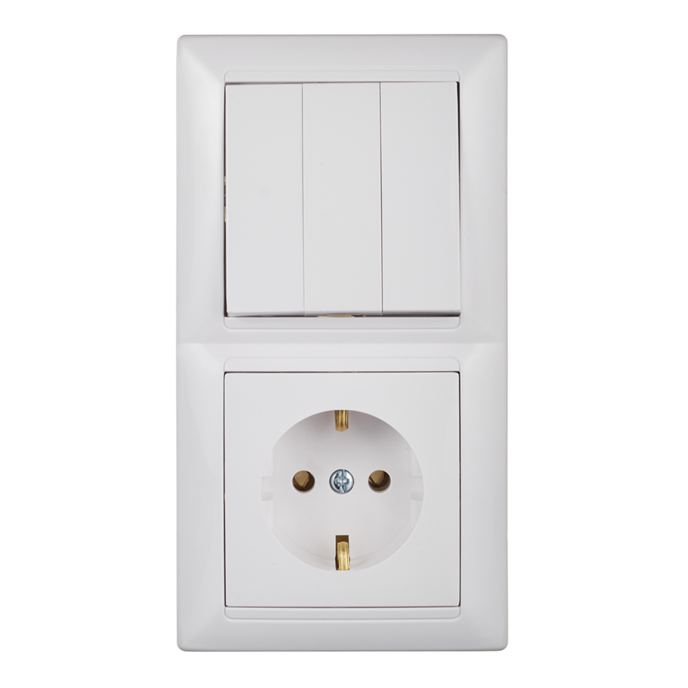 original-6864.jpg Блок выключателя с розеткой Svet SV1001 трехклавишный встраиваемый белый (SV1001-0005) — изображение 1